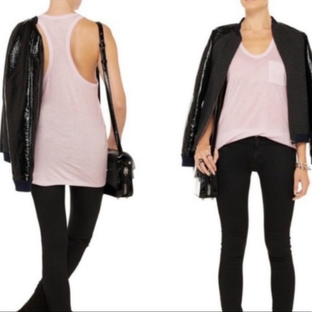 T by Alexander Wang Classic Pocket Tank Top in Light Rose